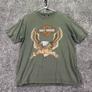 Harley-Davidson Shirt Mens Large Green Bikers Rule Eagle Graphic Tee St Paul